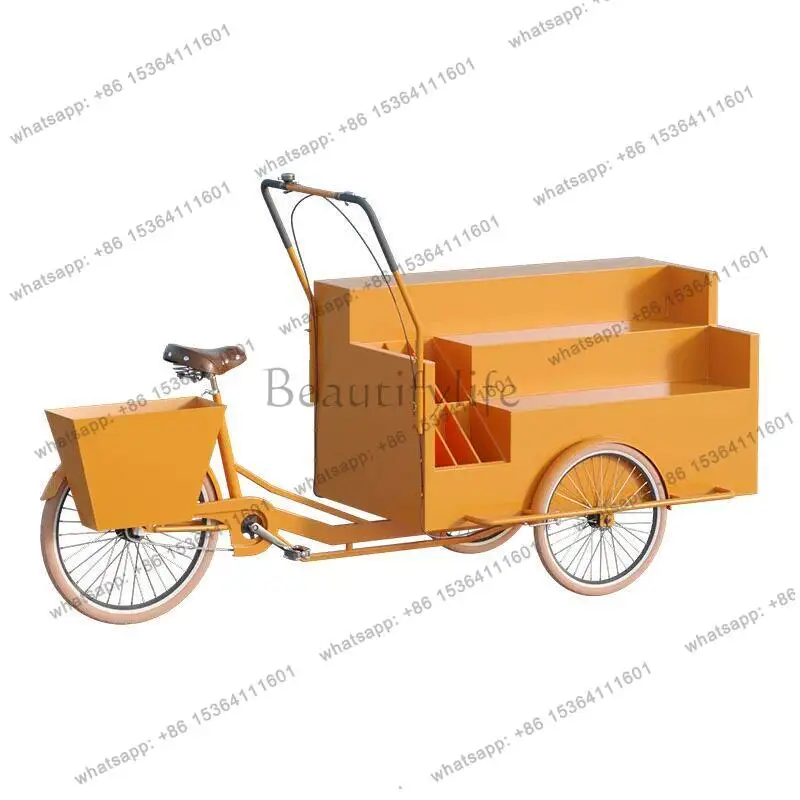 

Three-wheeled dining car mobile sales with storage multi-functional stall special stall rack snack truck commercial
