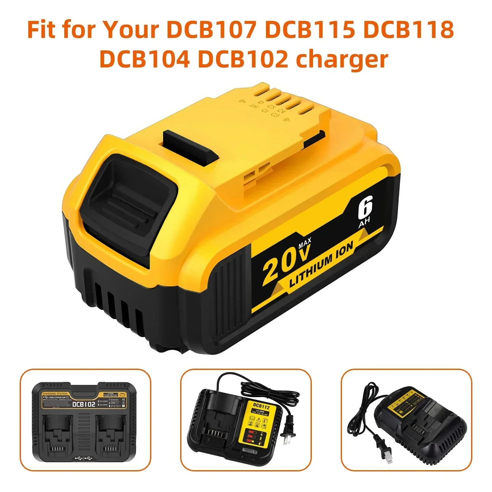 交換用リチウム電池,dewalt,20v,xr max,dcb206,DCB205-2,dcb204,dcb200,dcb201,dcb203,dcb185,dcb205,18ボルトと互換性があります