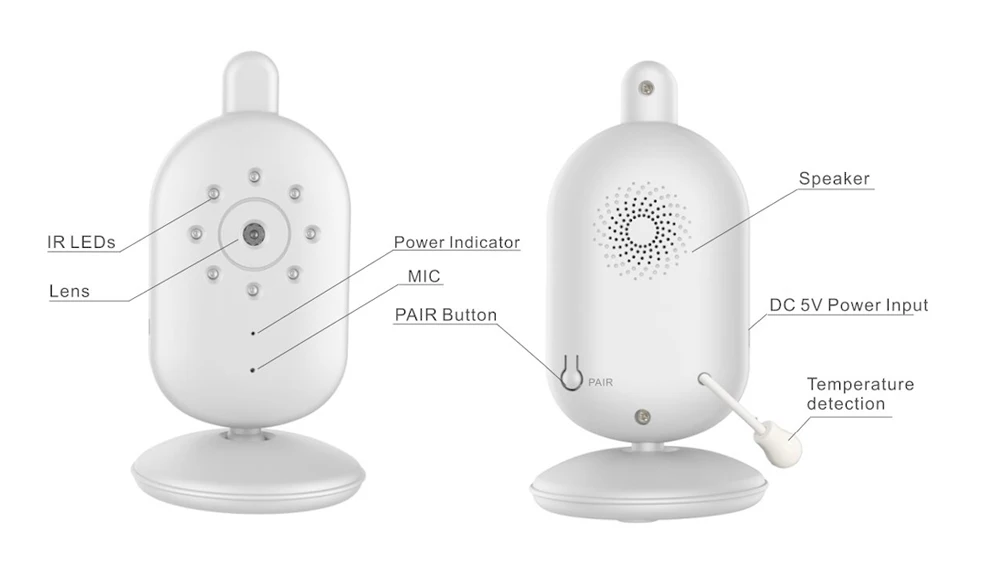 

2.4Inch Screen Video Baby Monitor with Camera and Audio Night Vision,Two-Way Talk Temperature Monitor, VOX Mode, Lullabies