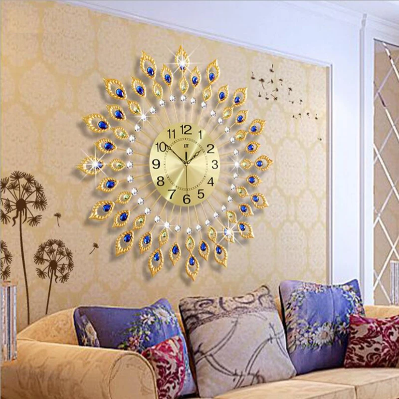 High Quality Big Peacock Wall Clock Hand Made Wall Clock Wall Art for Home Decor
