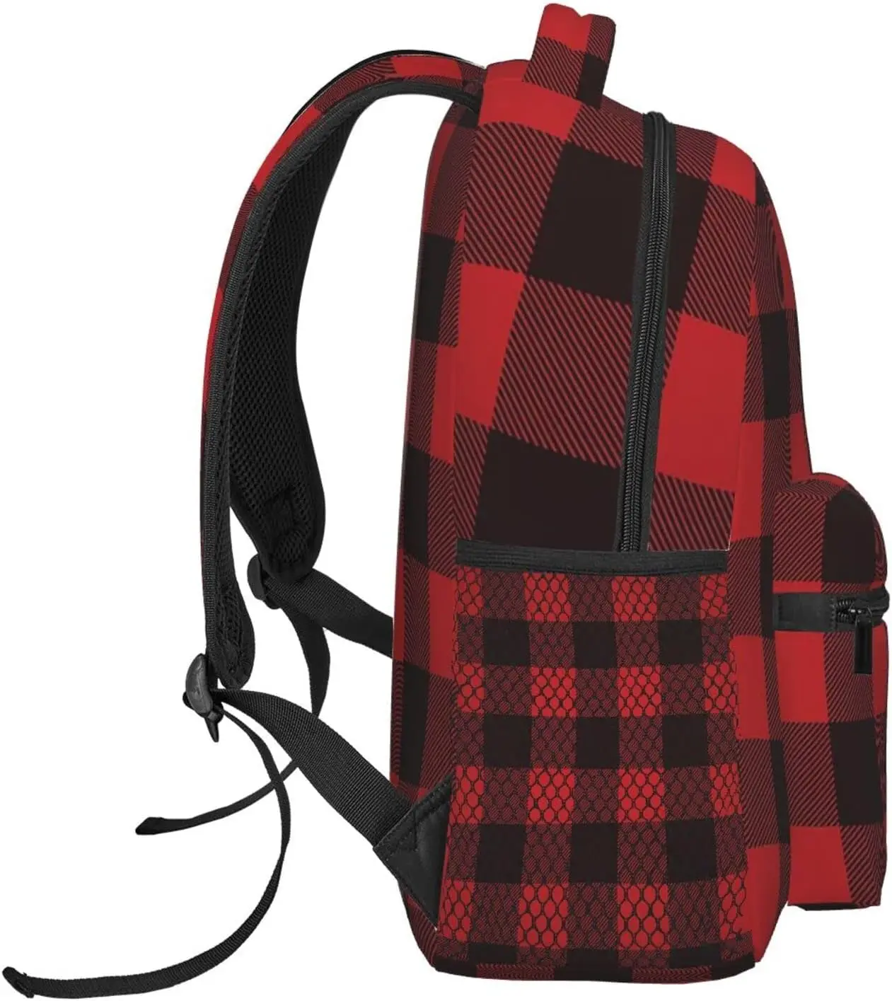 Black And Red Buffalo Check Plaid Stylish Casual Backpack Purse Laptop Backpacks Pockets Computer Daypack For Work Business