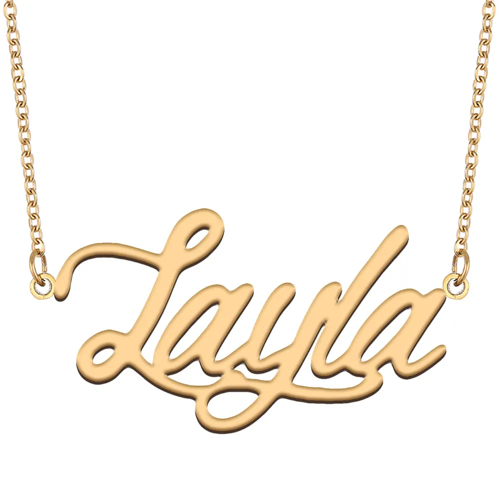 

Layla Name Necklace for Women Stainless Steel Jewelry Gold Color Nameplate Pendant Collares Para Mujer Letters Choker