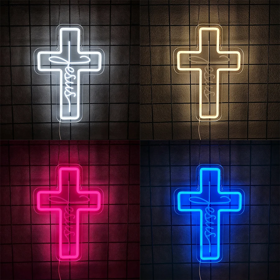 

Светодиодная неоновая вывеска Креста Иисуса, 3D резная икона, используется для домашнего декора, религиозных мероприятий, подарков на Рождество и Пасху.