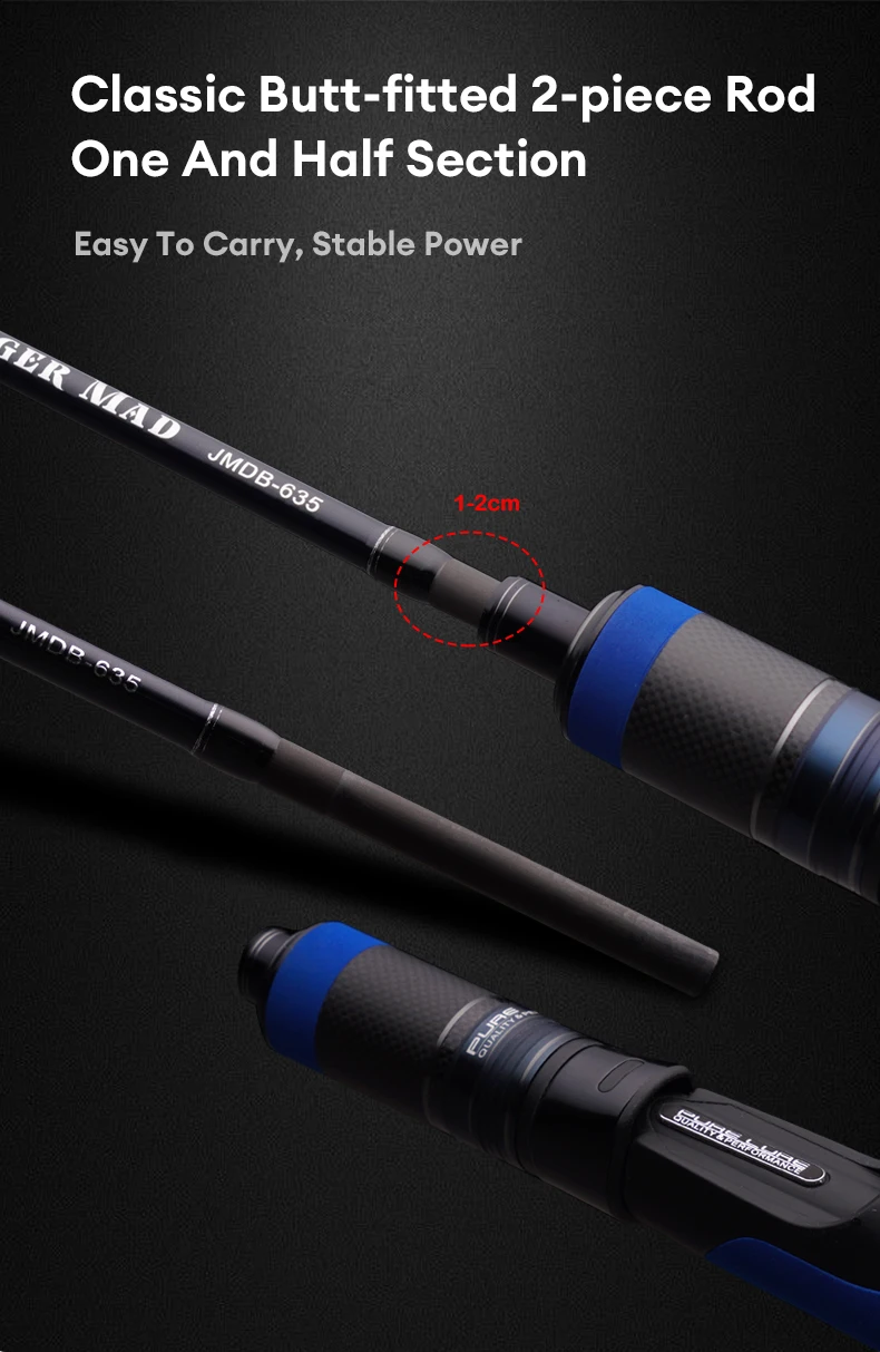 PURELURE Slow Jigging Rute 1,90M 6,35ft mit Solid-Tip für Salzwasser, Spinning und Baitcasting, für Meeresangeln und Bootangeln – Detail 14