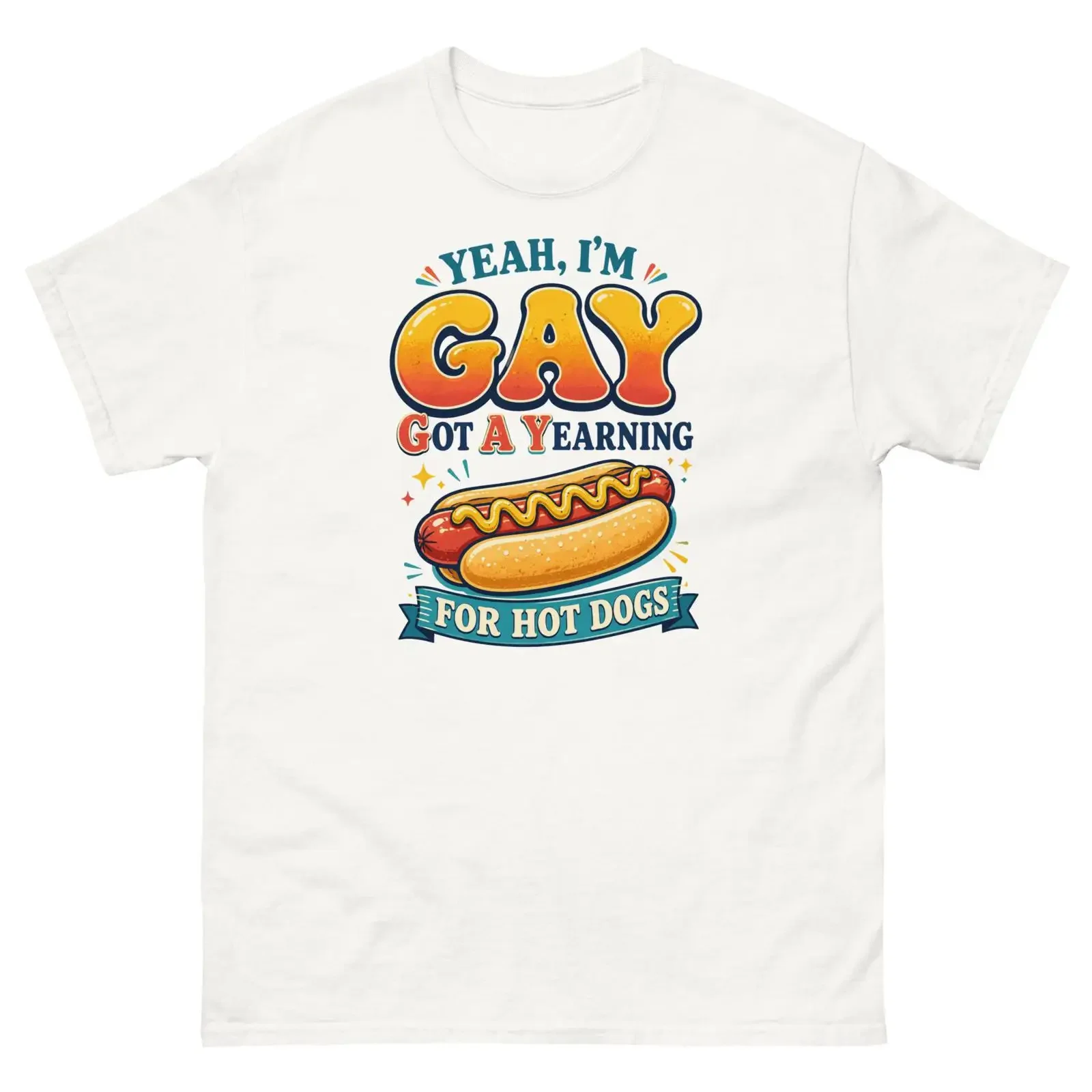 Gay Hot Dog Yearning T Shirt Adult Humor StatemenT vintage Washed fashion Top For Everyday Wear Unisex homme Stylish streetwear