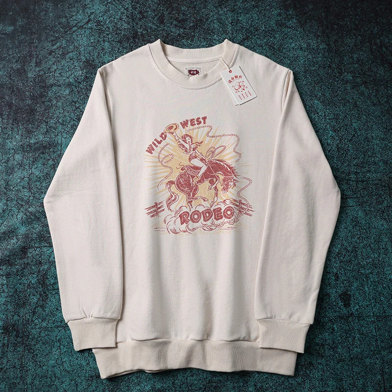 

Exianen 2024 Retro Rodeo Knight 80s American Nostalgic Round Ne Sweatirt Long Sve ex Casual Comfortable Antibact...