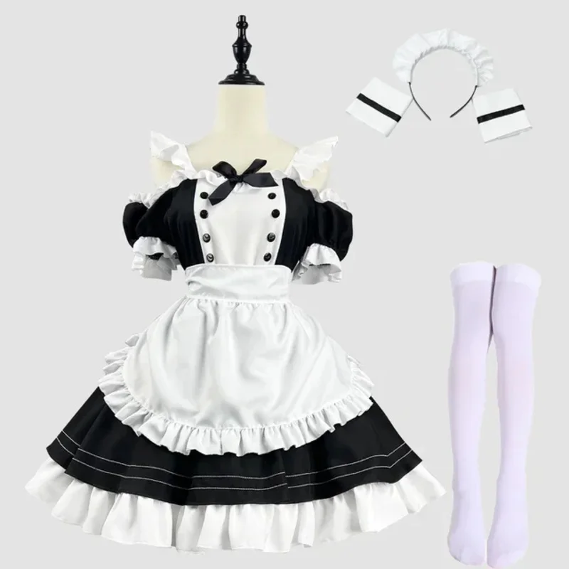 Black cute cat Lolita maid dress cosplay cat girl maid dress suit for waiter maid party stage costumes S -5XL