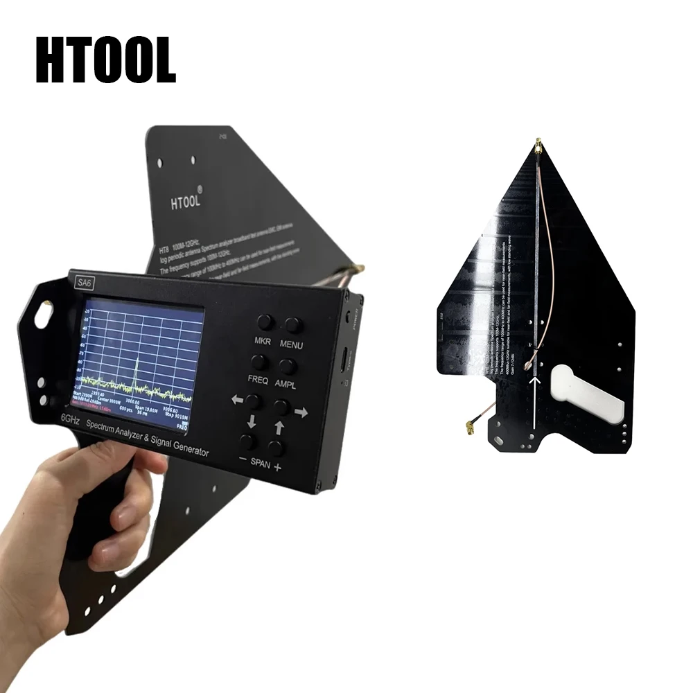 Htotol Ht8 Uwb Uhf Log Antena Periódica 100mhz12ghz Passiva Direcional Pcb Antena Portátil 50o7-12dbi Alto Ganho Sma Macho