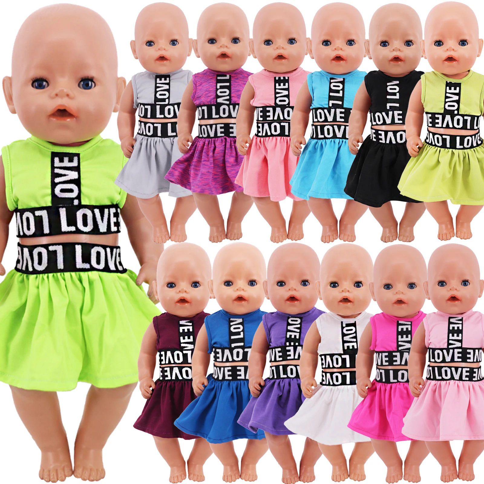 Clothes For Doll Tops+Short Skirt Fit 18Inch American Doll&43Cm Reborn Doll Accessories,Our Generation Children's Toys Gift