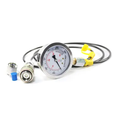 Kit de acoplamiento de prueba de presión hidráulica Kit de manómetro de 40MPA/6000PSI con 1 manómetro 1 manguera de prueba y 2 acoplamientos para excavadora