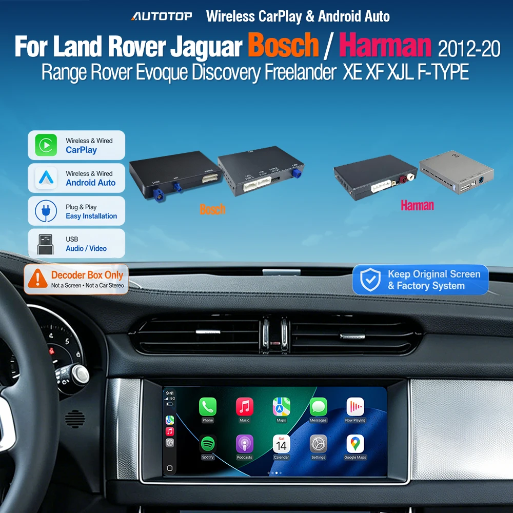 AUTOTOP – décodeur sans fil Carplay Android Auto, pour Land Rover Jaguar Bosch Harman Evoque XE XF XJL, Module de voiture Mirror Link AUX BT