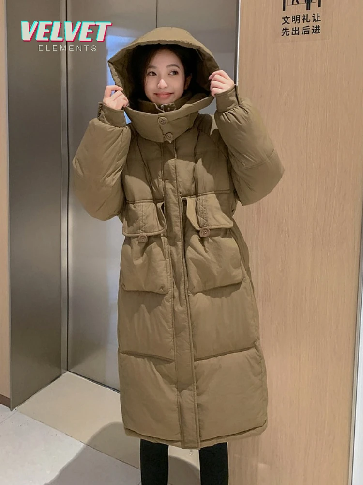 

VailElagent 2023 Winter Down Cotton Parkas Fashion Casual for Women Coat Hooded Long Thick Warm Parka Women's Padded Jacket