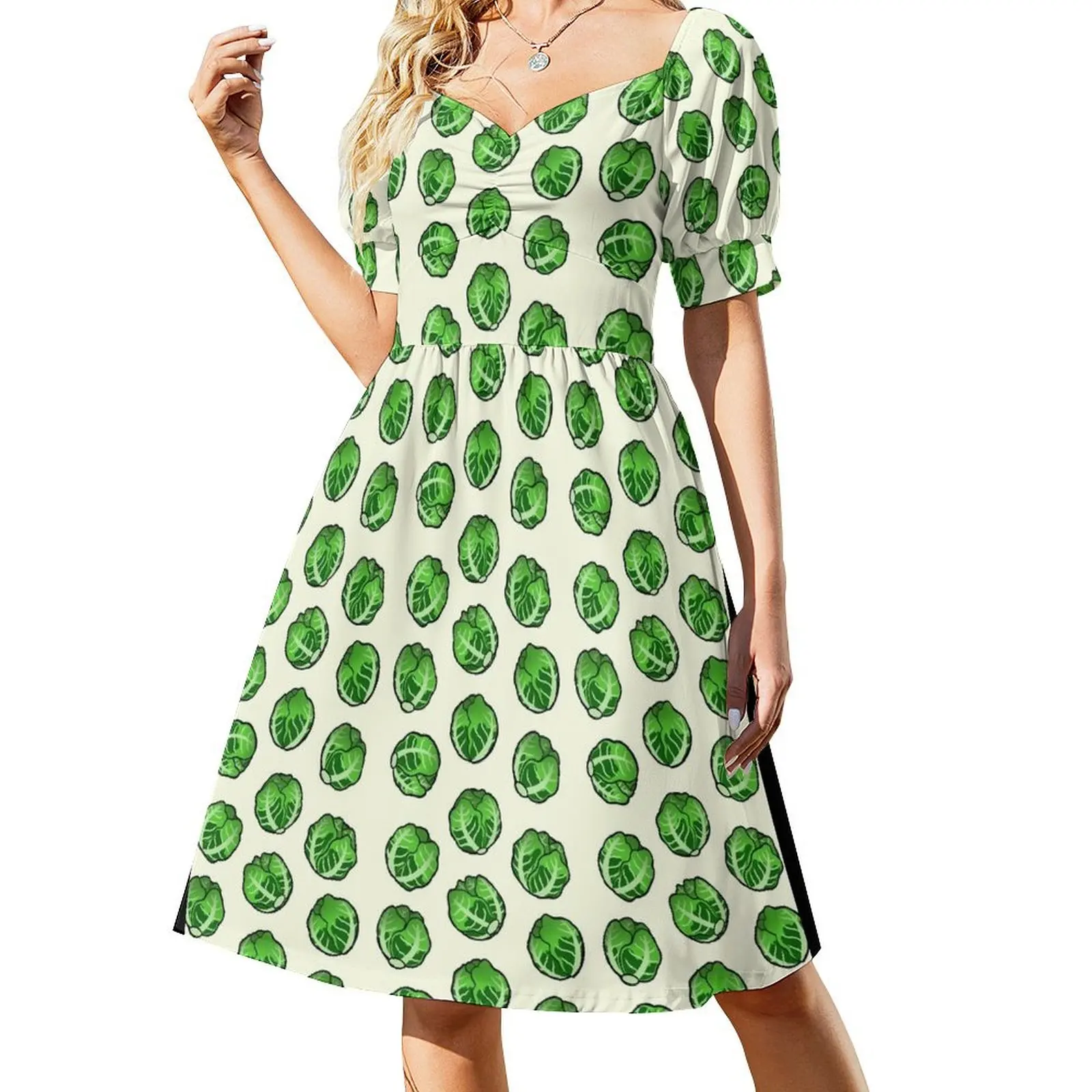 Brussel Sprout Pattern Short-Sleeved Dress Women's summer suit dresses for women luxury evening dresses for women 2025