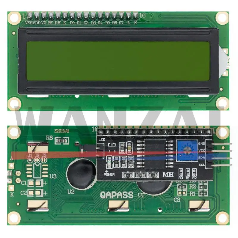 LCD1602 1602 LCD Module Blue / Yellow Green Screen 16x2 Character LCD Display PCF8574T PCF8574 IIC I2C Interface 5V for Arduino