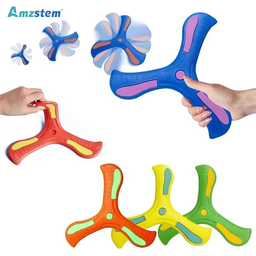 Children Boomerang Flying Toy Soft Three-leaf Outdoor Hand Throw Spinner Parent-Child Interactive Game Puzzle Toys For Kids Gift