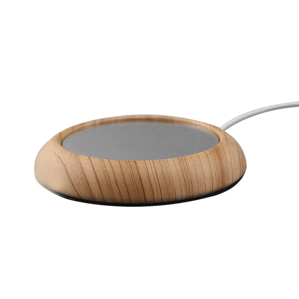 Posavasos calefactor USB para taza de café, posavasos de Metal puro personalizado, Color de grano de madera, aislado, 5W, alta potencia