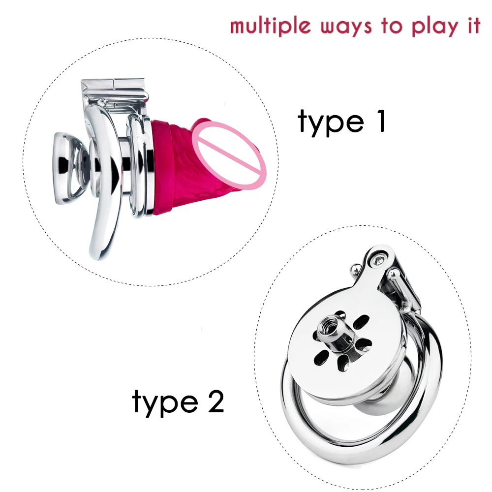 BDSM Sissy Inverted Chastity Cage With Dildo 콕링 Negative Cock Cage Chastity Belt 정조대 Metal Cylinder Penis Rings Adults Sex Toys