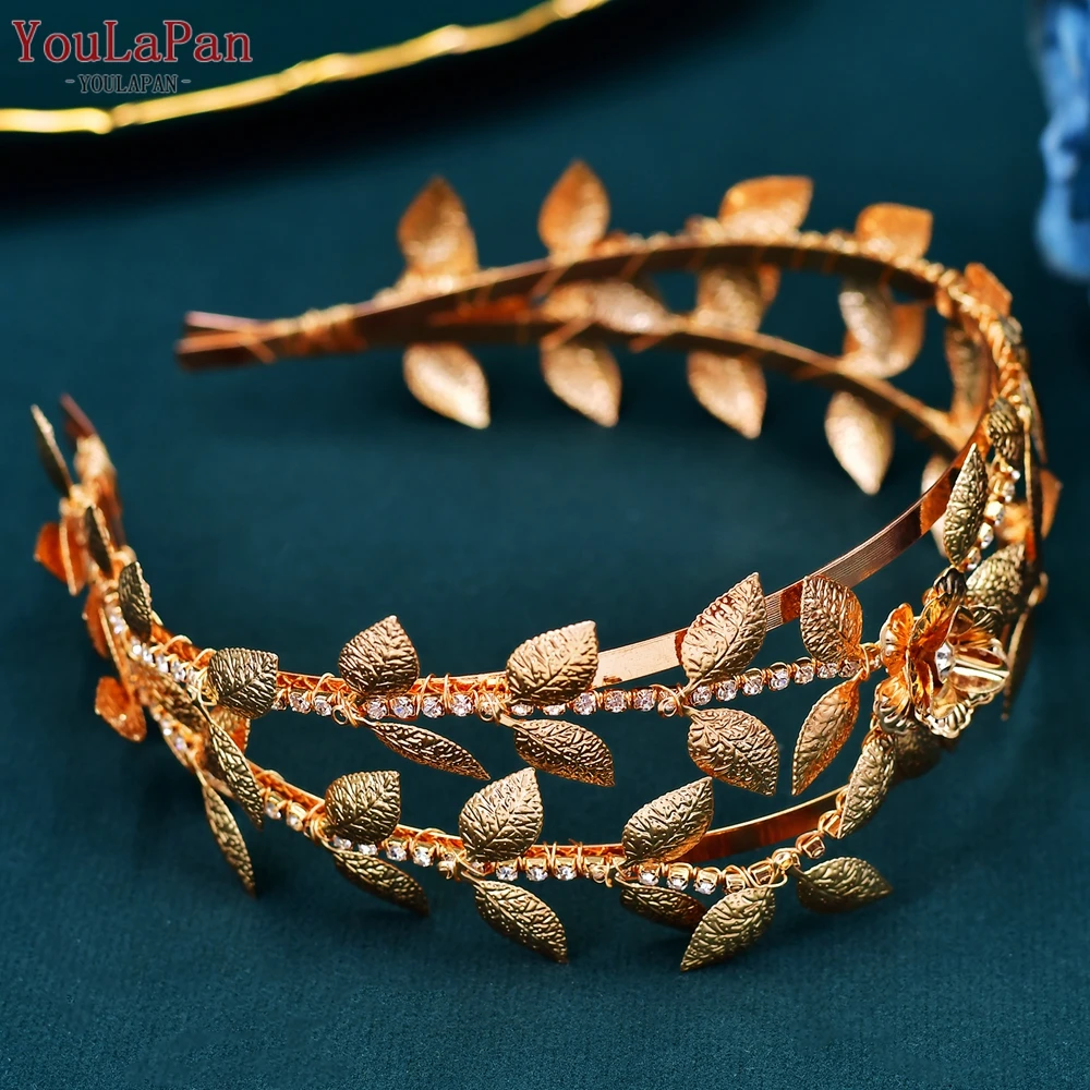 YouLaPan Wedding Hair Accessories Bridal Alloy Leaf Hair Hoop Women Handmade Headwear Banquet Jewelry Bridesmaid Headpiece HP594