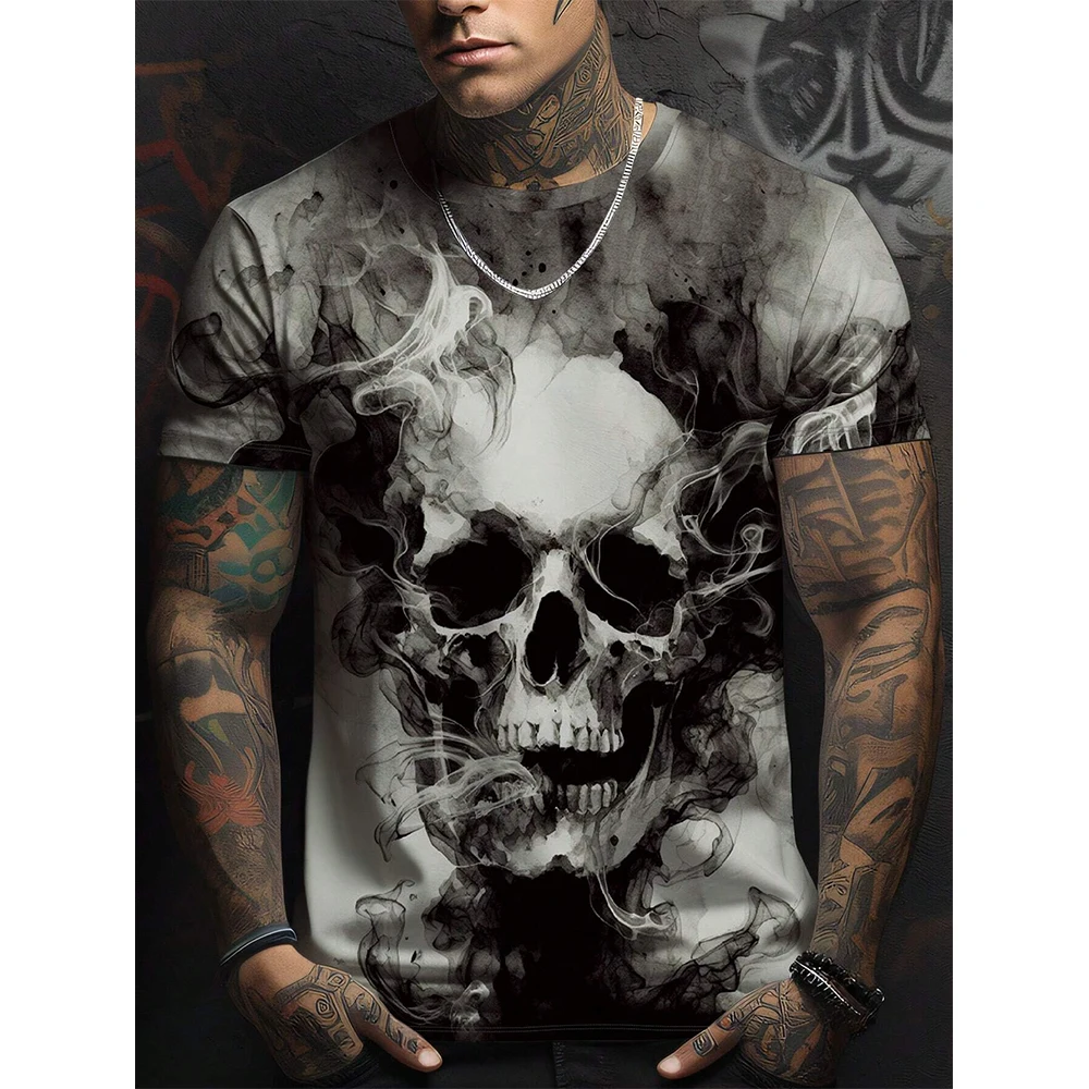 Summer Horror Skull 3D Printed T-Shirts Men Women Fashion Streetwear Oversized Short Sleeve T Shirt Kids Tees Tops Man Clothing