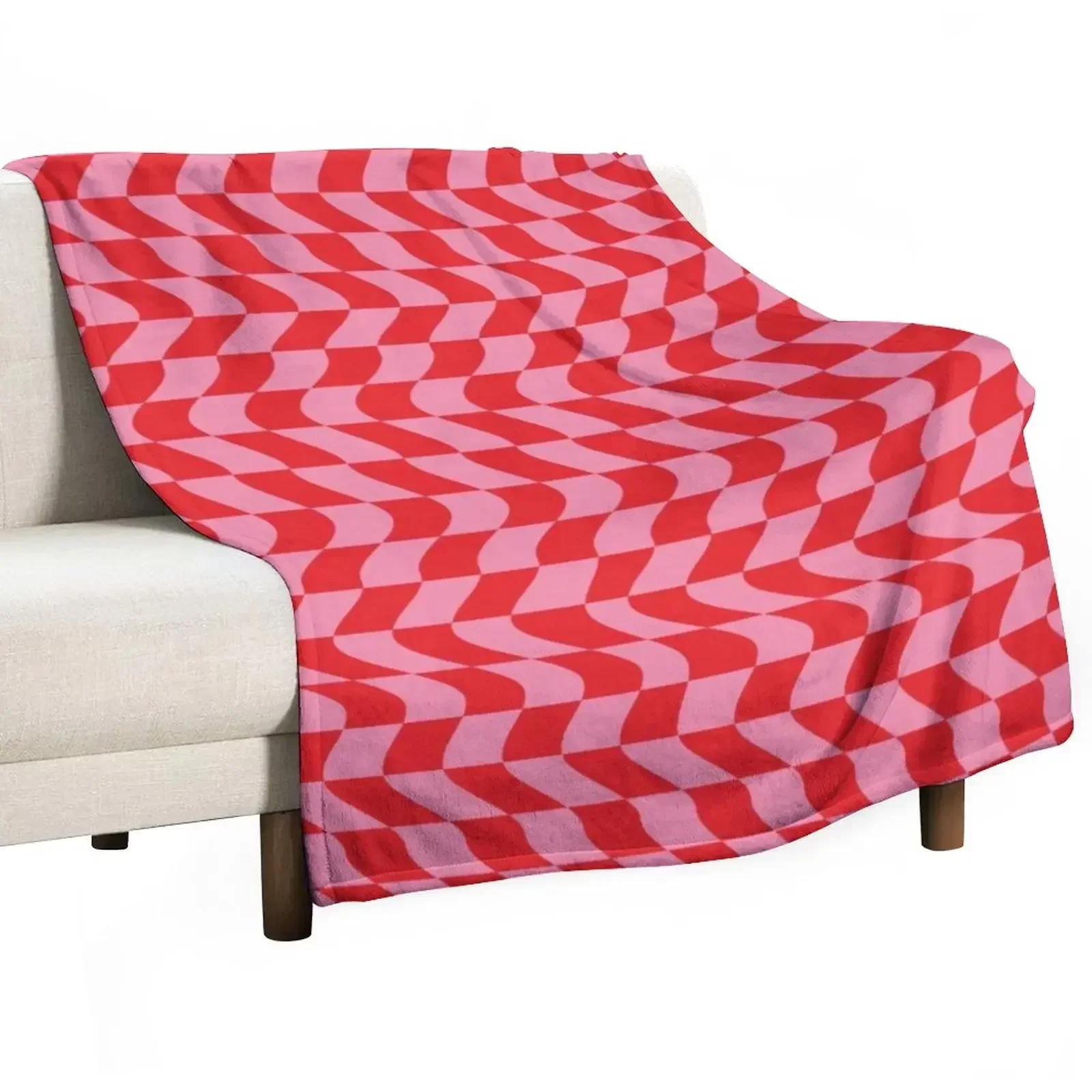 Pink and Red Distorted Checkerboard Throw Blanket christmas decoration Moving Luxury Brand Shaggy Weighted Blankets