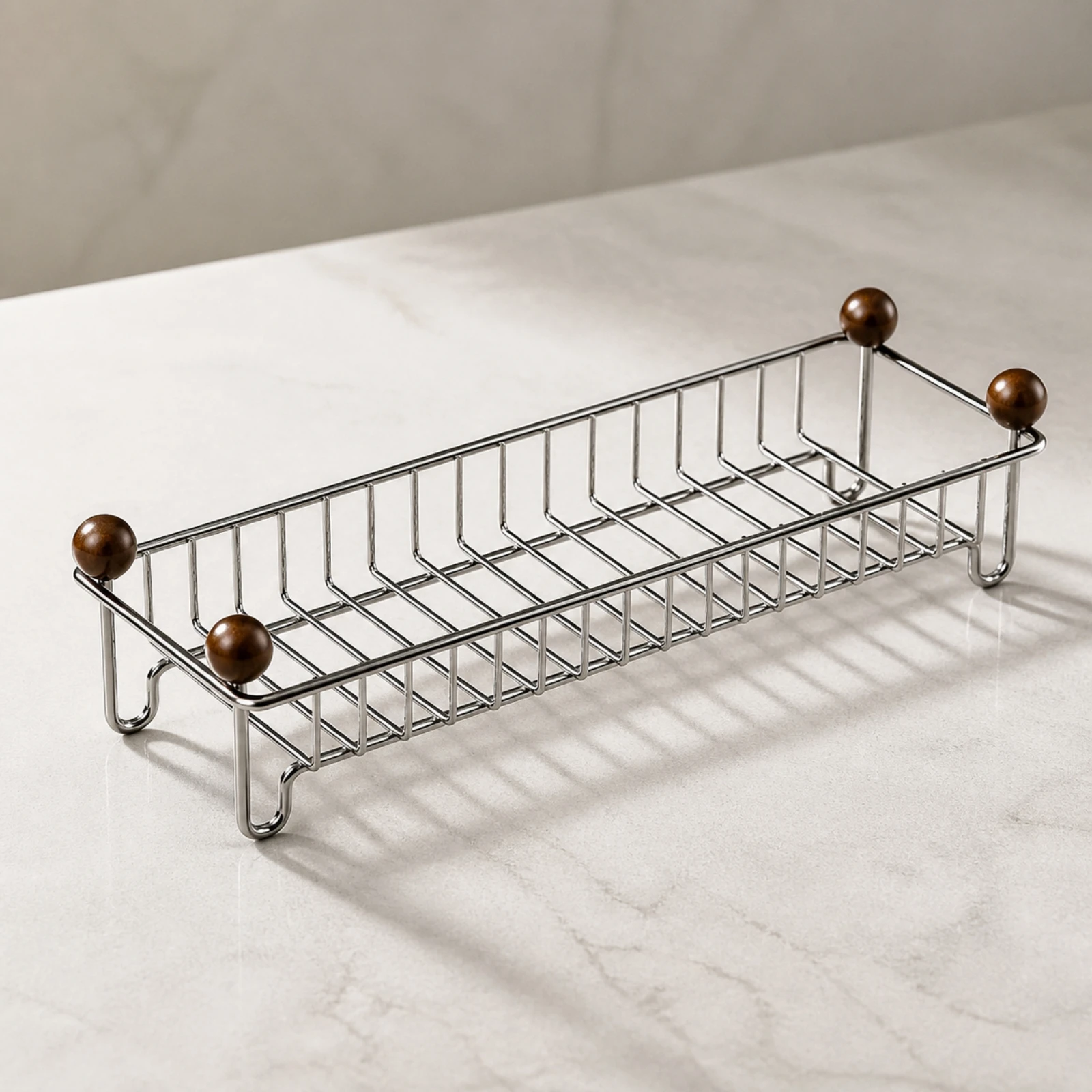 Narrow Bathroom Storage Rack No-Drill Freestanding Bathroom Rack with Raised Legs Freestanding Shelf with Guardrails for Vanity
