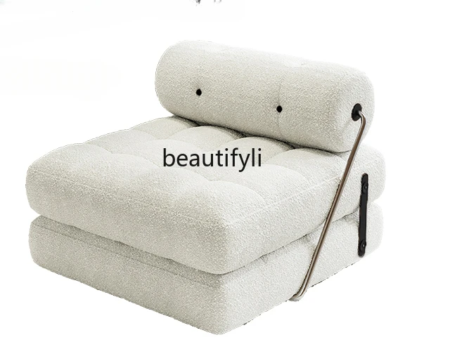 Single Sofa Bed Fabric Living Room Lazy Sleeping Single Small Apartment Simple Modern Tofu Block Folding