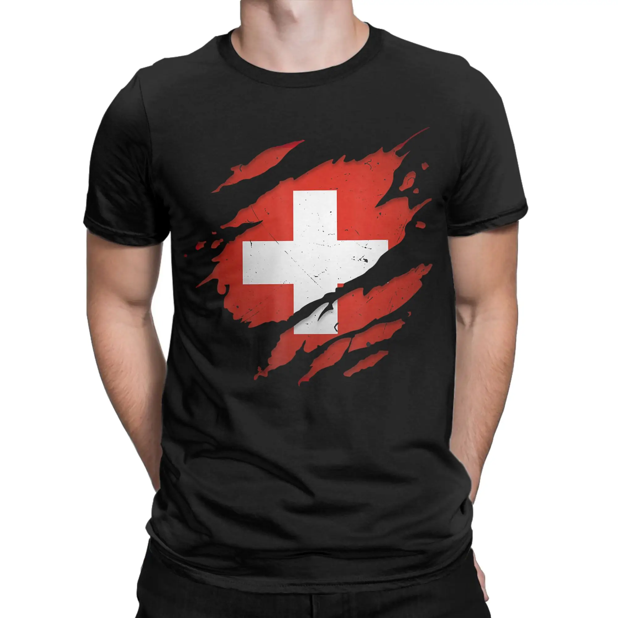 Proud Swiss Design T-Shirt Men  Y2K Retro T-Shirts Beach O-Neck Harajuku Tee Shirt Casual Oversize Clothing