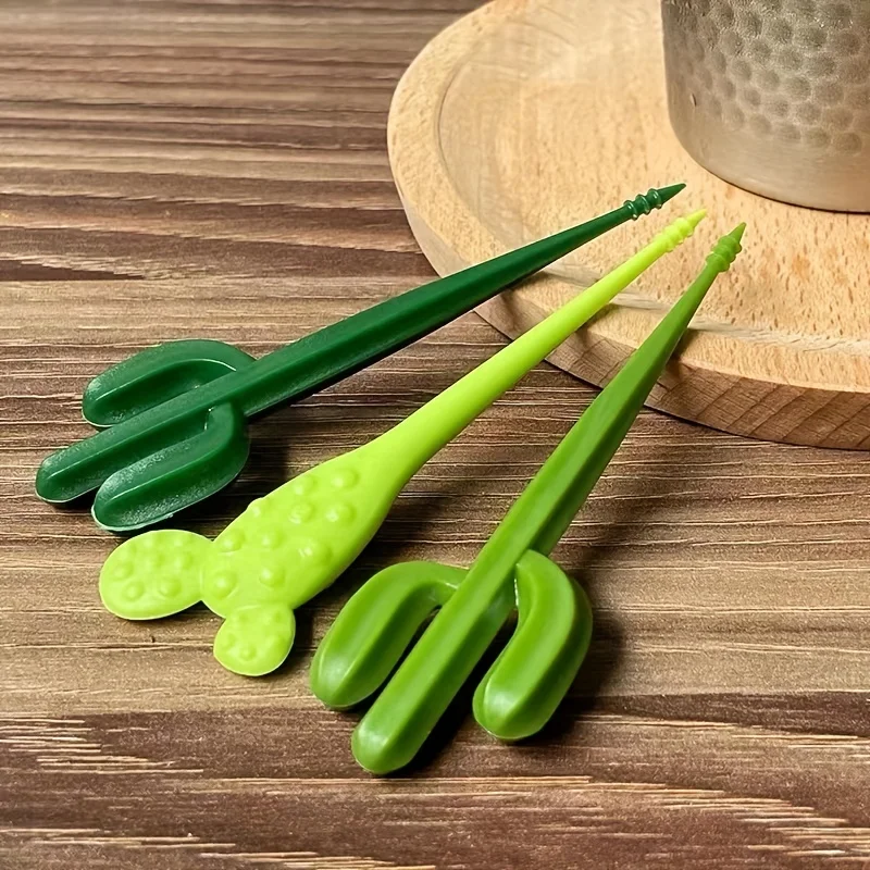 6pcs/set Plastic Forks Cactus Design Forks For Cake Snack Baked Bento Fruit Kitchen Gadgets Eid Al-Adha Mubarak view 5
