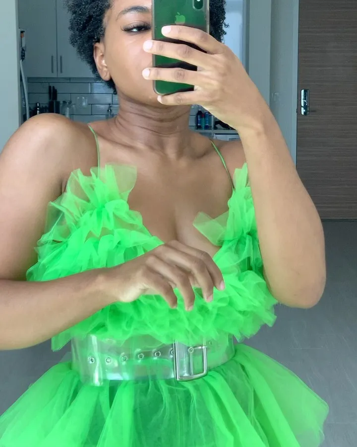 Women Long Tulle Pants Ruffled Tulle Tops Two Pieces Tulle Tops And Pants Party Cocktail Prom Separates Fluorescent Green Women