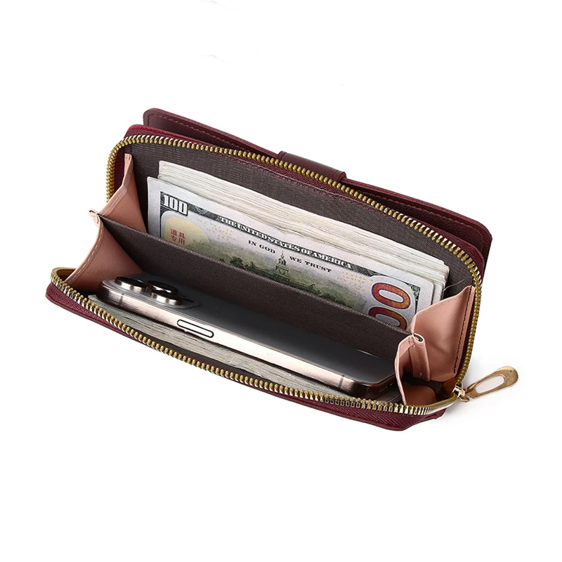 High Quality Women Wallet Anti-theft Leather Wallets For Woman Long Zipper Large Ladies Clutch Bag Female Purse Card Holder