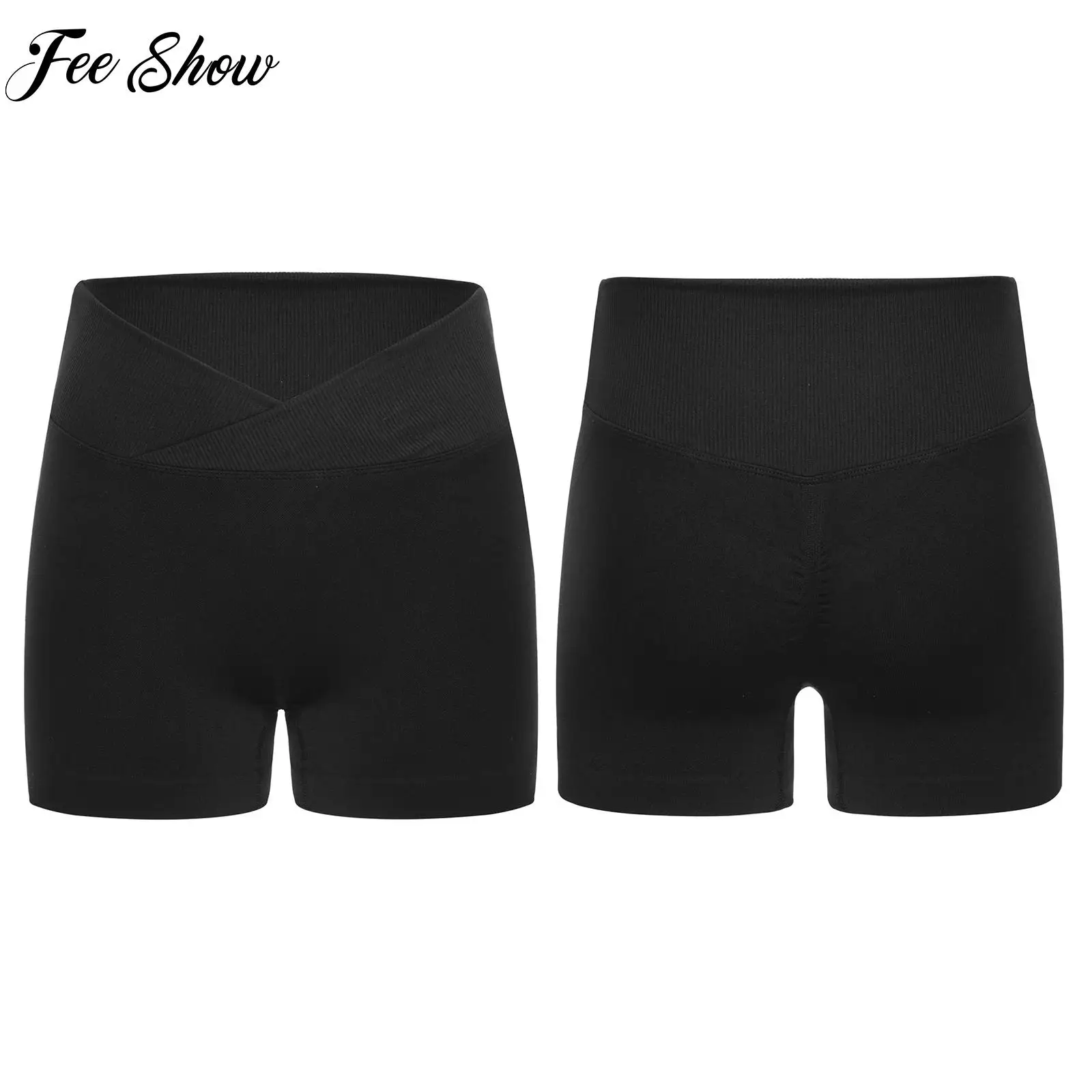 

Women's Breathable Cross V-Waist Yoga Shorts Ruched Back Athletic Shorts Sportswear for Gym Fitness Workout Running Dancewear