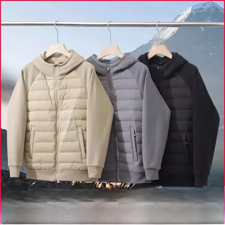 

Men's Outdoor Winter down Jacket Lightweight Quilted Hooded Windproof Warm Polyester Fiber Zipper Closure Duck down Filling