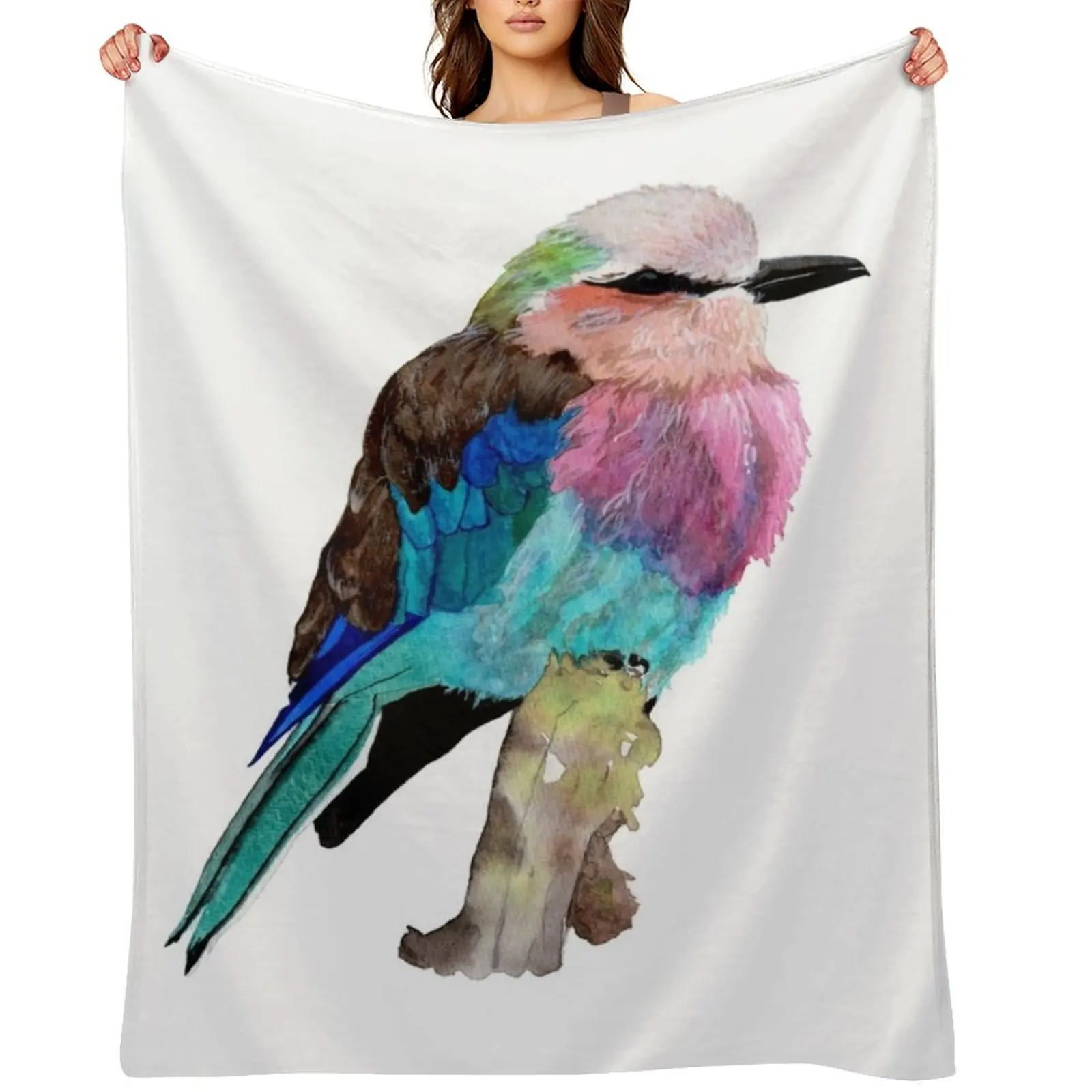 Lilac Breasted Roller Bird Throw Blanket Single Camping Stuffeds anime Hair Blankets