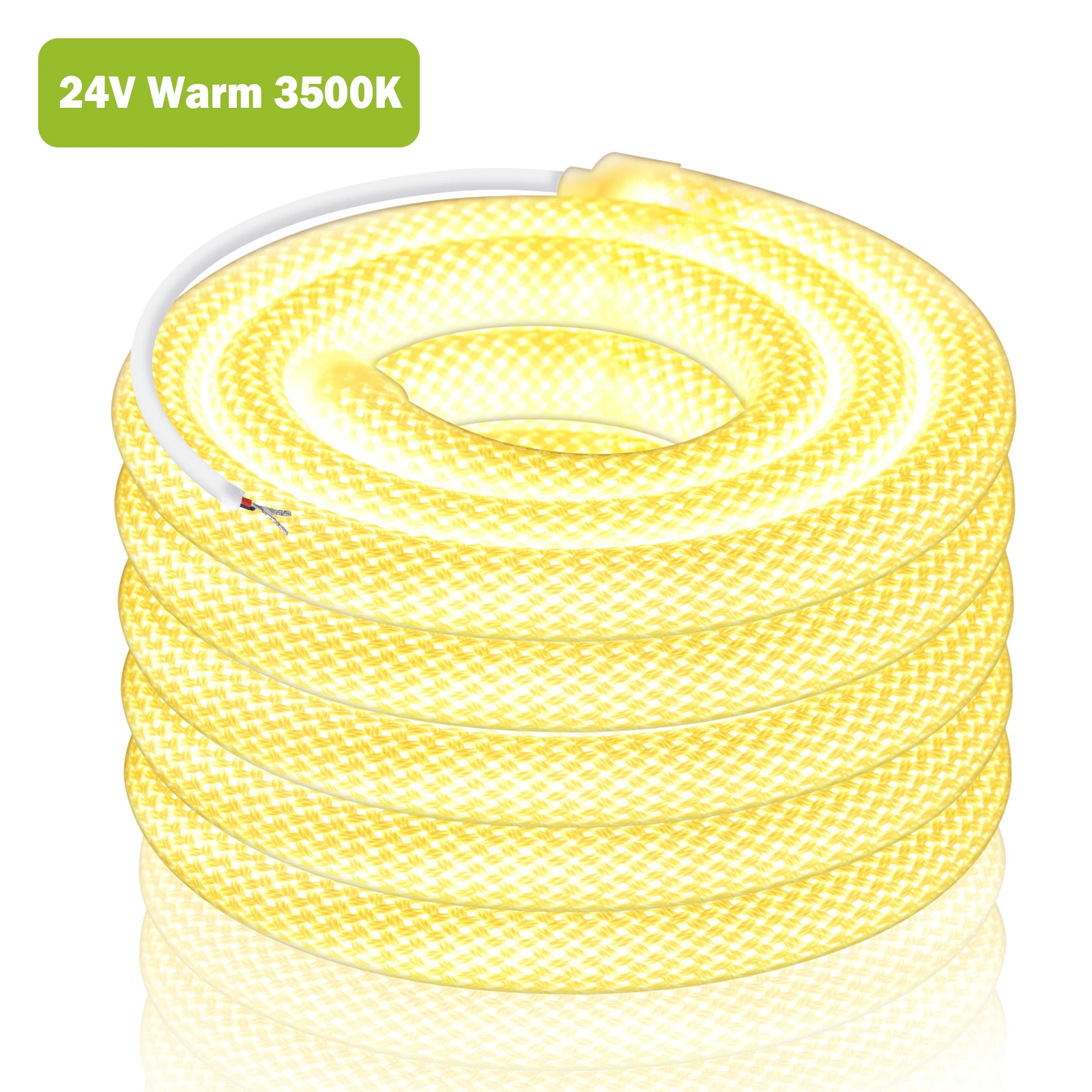 KISUFU 360 Grad runder, retikulierter Neon-LED-Streifen, DC 12 V, 24 V, 240 LEDs/m, natürliches, warmweißes, wasserdichtes, flexibles Silikonschlauch-Neonstreifen 5