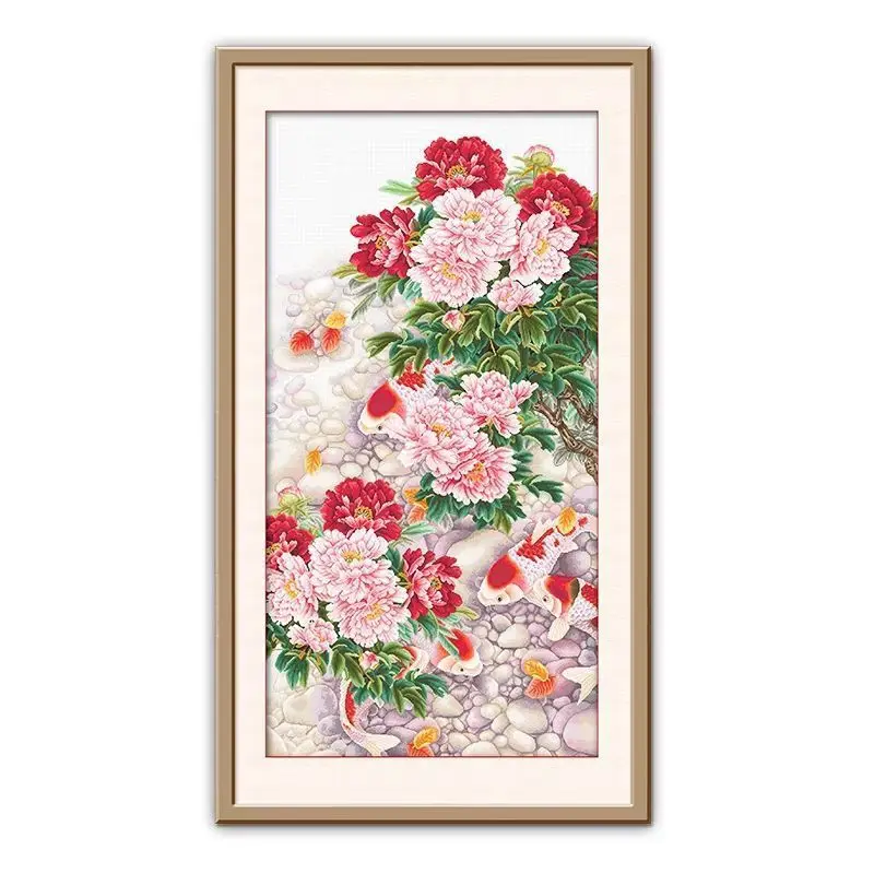 

11CT 9CT наборы для вышивки «сделай сам» с принтом, вышивка крестиком, хлопковые наборы для рукоделия, поделки с иглами, рыбы, цветы