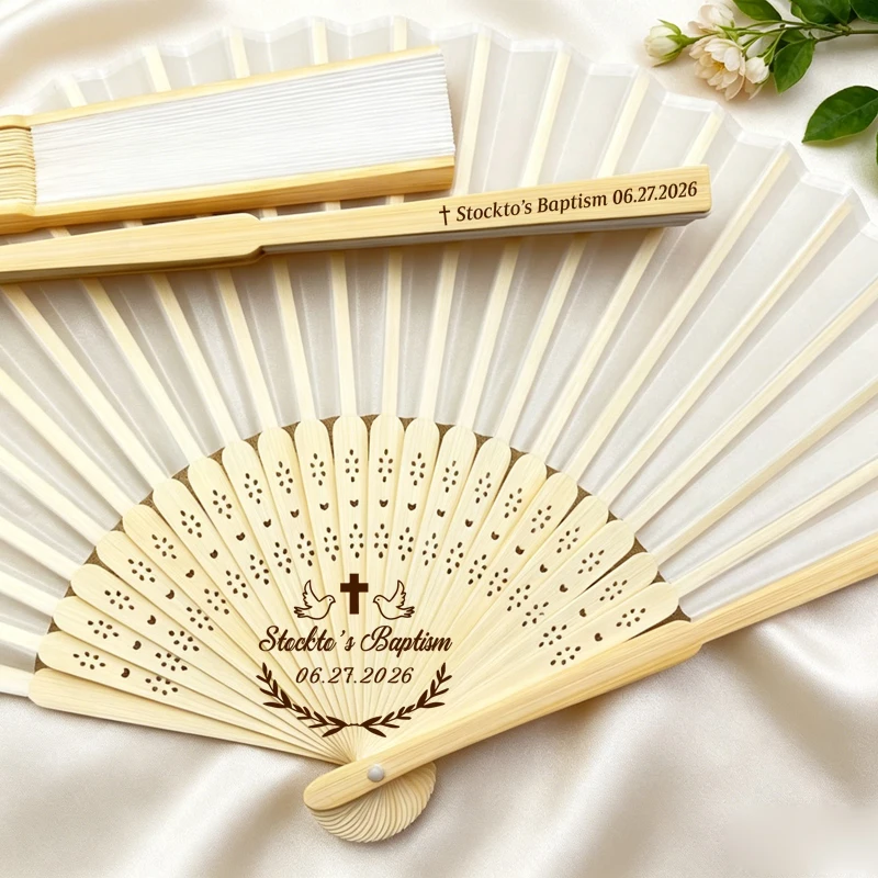 10PCS Personalized Baptism Fans with Bag, Custom Baptism Gifts for Guests, Personalized Communion Fans, Communion Gifts
