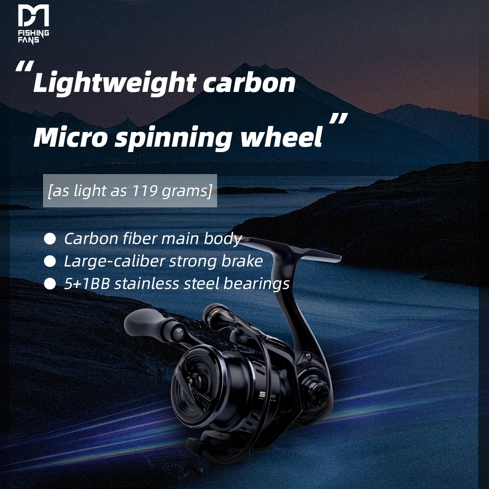 FISHINGFANS carrete spinning ligero rodamientos múltiples fibra carbono - imagen 5