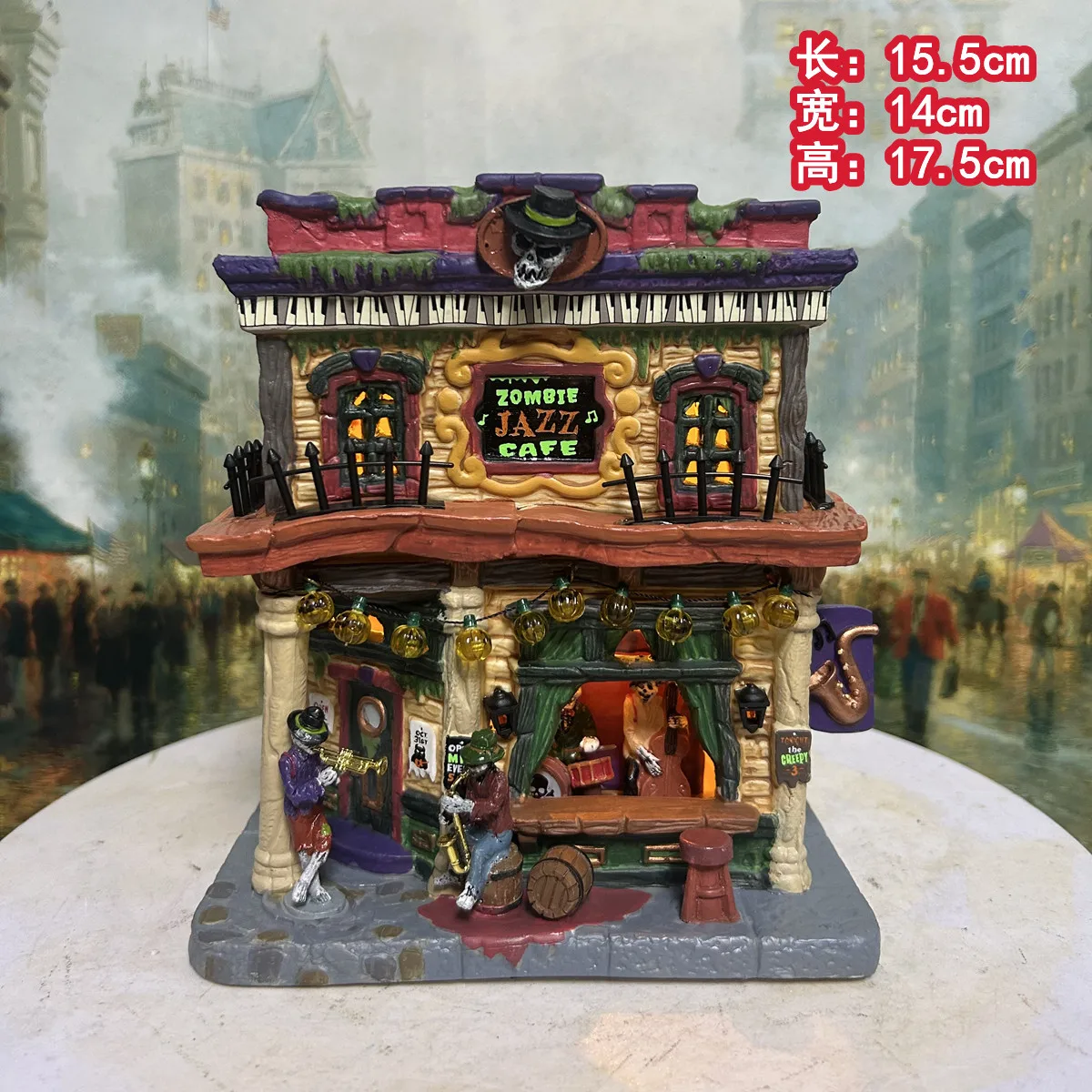 Lemax Halloween Zombie Jazz Cafe Ceramic House Figurine Spooky Music Club Home Desktop Ornament Spooky Holiday Decoration Gift