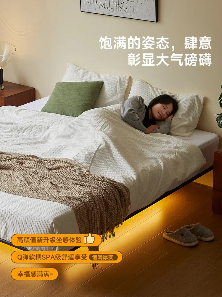 Suspended bed,French retro style master bedroom stainless steel frame wrought iron, double bed household thickened reinforcement
