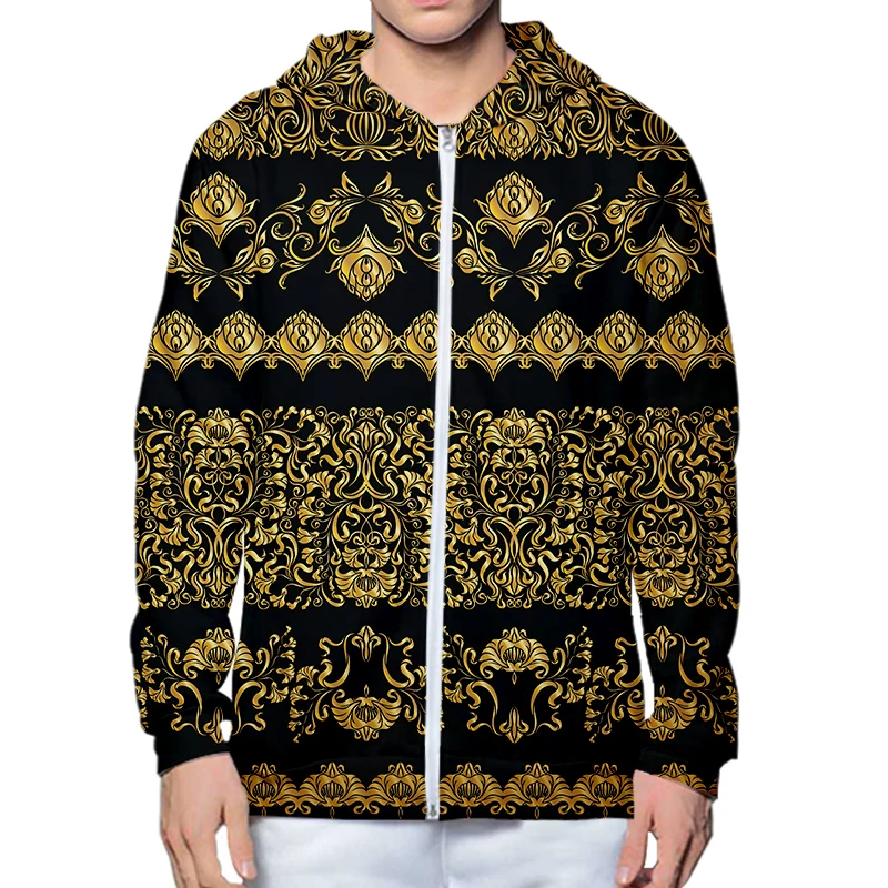 

Brand luxury Men Streetwear Golden Totem Vintage Hoodie Zip Up Hoodies Oversized Sweatshirt Gothic Tops Harajuku Jackets Clothes