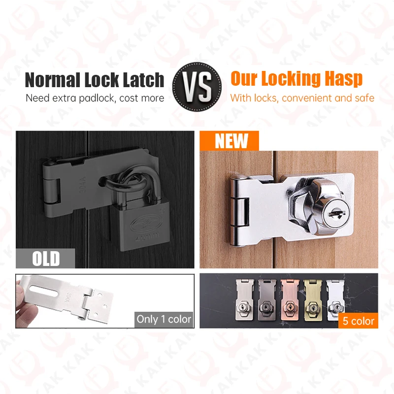 KAK 2.5-4 بوصة لكمة خالية غلق بمشبك مزلاج مع قفل باب من سبائك الزنك قفل أقفال أدراج صندوق البريد خزانة مكتب خزانة قفل الأمان #5