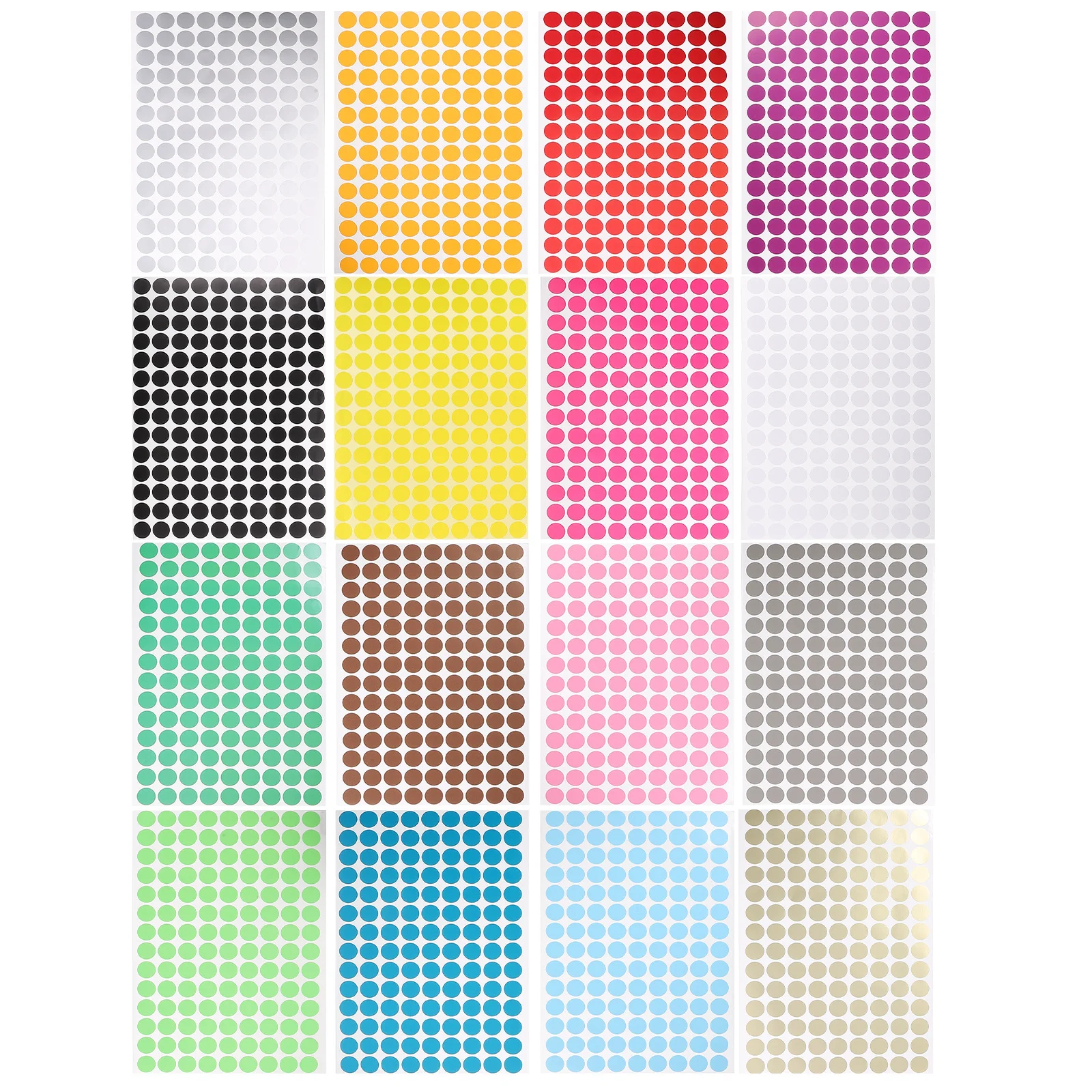 

16 Sheets Colored Round Dot Stickers Small Self-Adhesive Labels for Organizing Marking Color Coding Classroom Office Storage