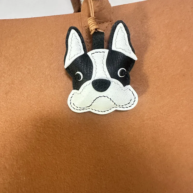 

Leather French Bulldog Keychain Pendant Mobile Phone Pendant Bag French Bulldog Keychain Goatskin