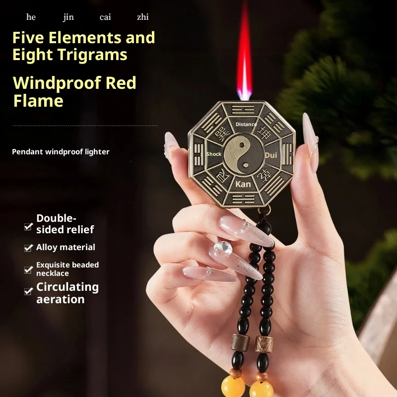 الصينية باغوا الرسم يندبروف لهب أحمر البوتان الغاز أخف في الهواء الطلق المحمولة حبة سوار شخصية ولاعات التدخين الهدايا