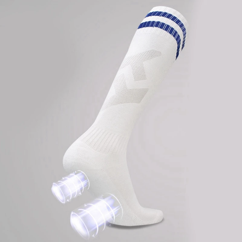 Chaussettes de sport de football coordonnantes, longues, épaisses, hautes, au-dessus du genou, entraînement professionnel