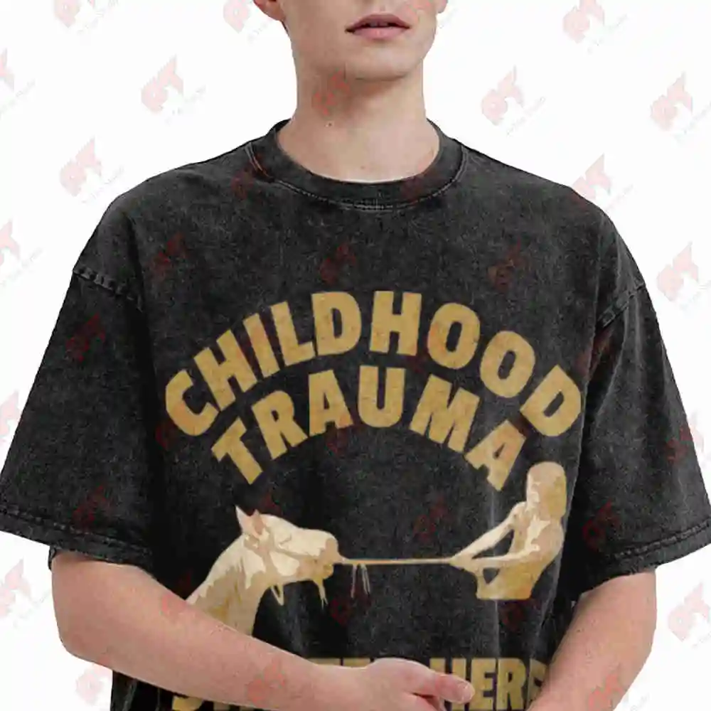 Childhood Trauma Started Here Neverending Story 80s 90s Vintage Washed Tee Pure Cotton T-Shirt