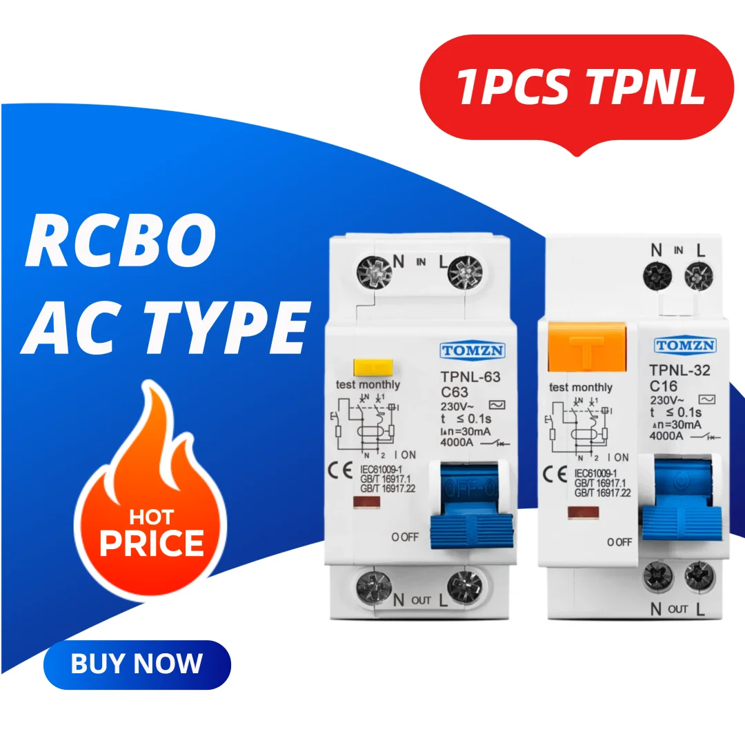 DPNL 1P+N 6A 10A 16A 20A 32A 63A 230V~ 50Hz/60Hz Residual Current Circuit Breaker with Over Current and Leakage Protection RCBO