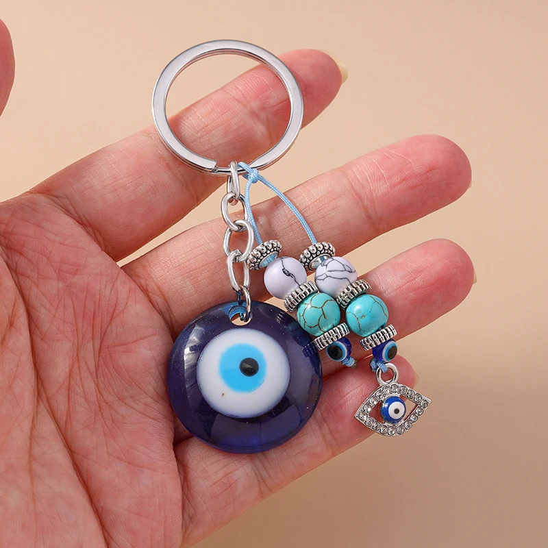 Modischer Schlüsselanhänger mit Bösem Auge und Mond für Autoschlüssel, Damen- und Herren-Handtaschenanhänger, Schlüsselringe, Accessoires, DIY-Schmuck, Geschenke – Detail 4