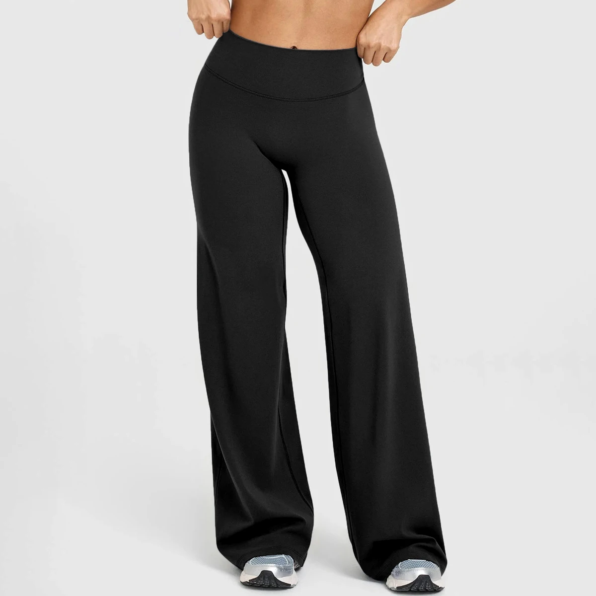 Damen High-Waist Yoga-Hose mit Bauchkontrolle und leicht ausgestelltem Bein: Vielseitige Freizeithose für Laufen, Fitness und Alltag