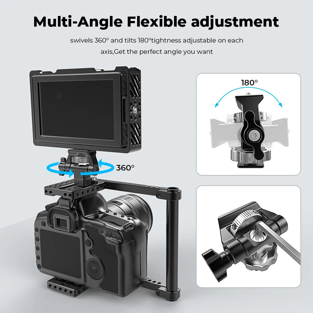 CAMVATE DSLR Camera Mount Swivel and Tilt Adjustable Monitor Holder with Shoe Mount With NATO Mount Monitor  Attachment
